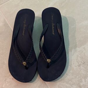 Tommy Bahama Dark Sandals with Gold Accent